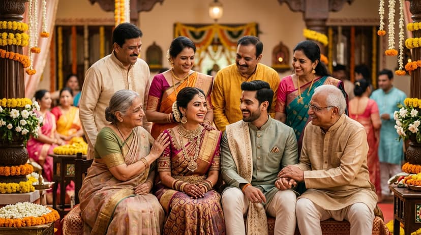 Jain family celebrating a marriage tradition