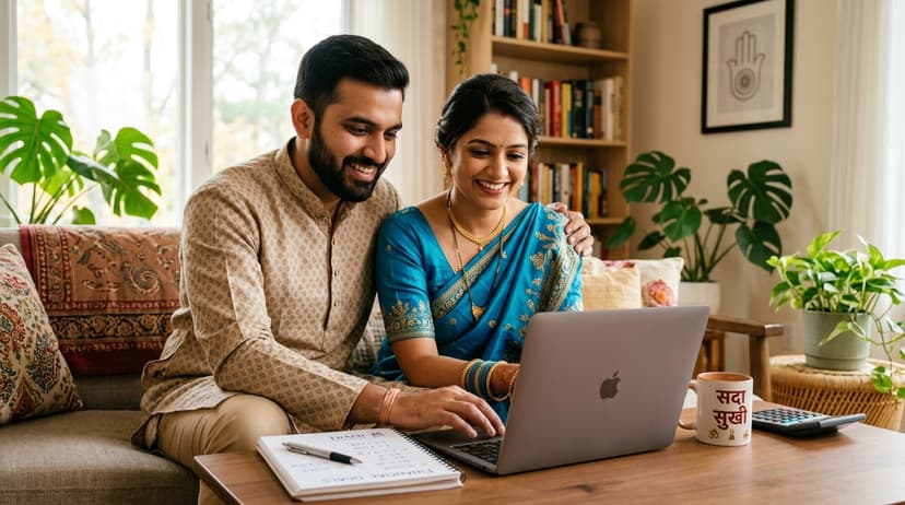Couple discussing finances before marriage