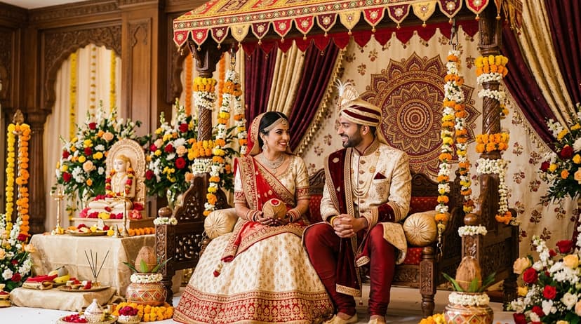 Couple talking during arranged marriage meeting