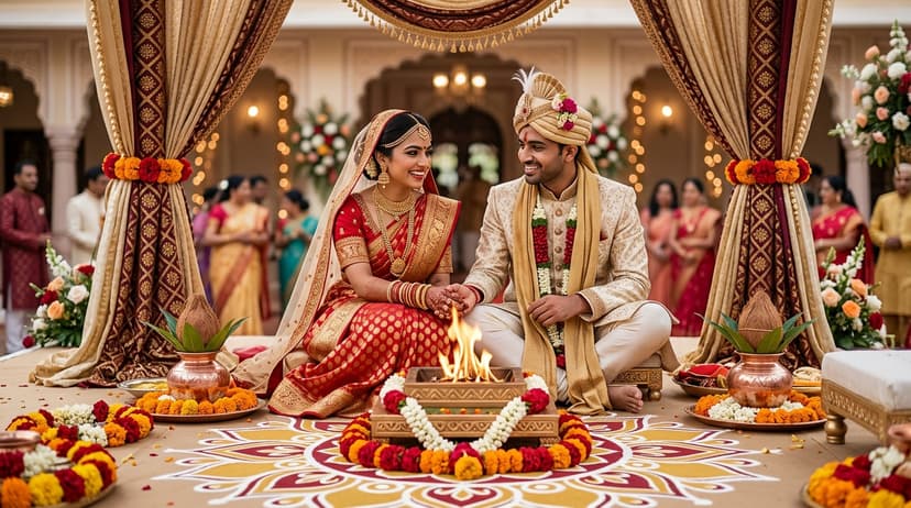 विवाह परिधान में जैन जोड़ा