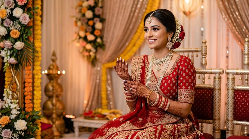 Jain bride and groom looking happy