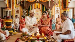 Jain couple performing wedding rituals