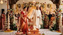 Couple taking pheras during Jain wedding