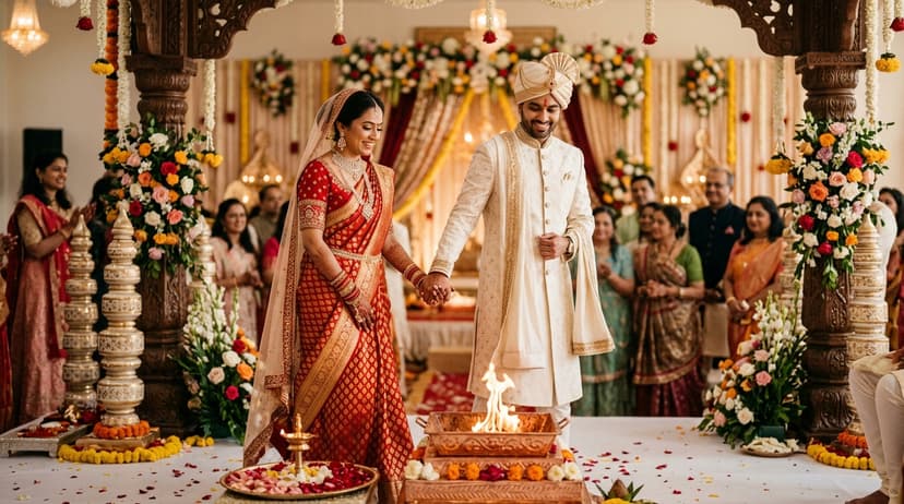 Couple taking pheras during Jain wedding