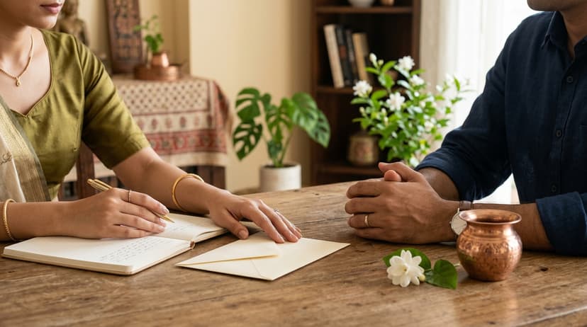 Couple discussing marriage proposal